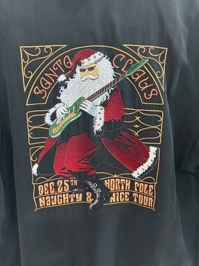 Tori Richard Black Embroidered Santa Shirt- L